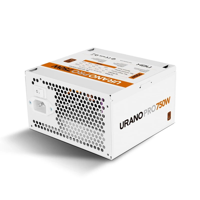 NOX XTREME URANO Pro 750W White 80 PLUS Bronze – ATX Power Supply with Silent 120mm PWM Fan, Full Protection (OVP, UVP, OPP, SCP, OTP), Active PFC, Extra Long Flat Cables