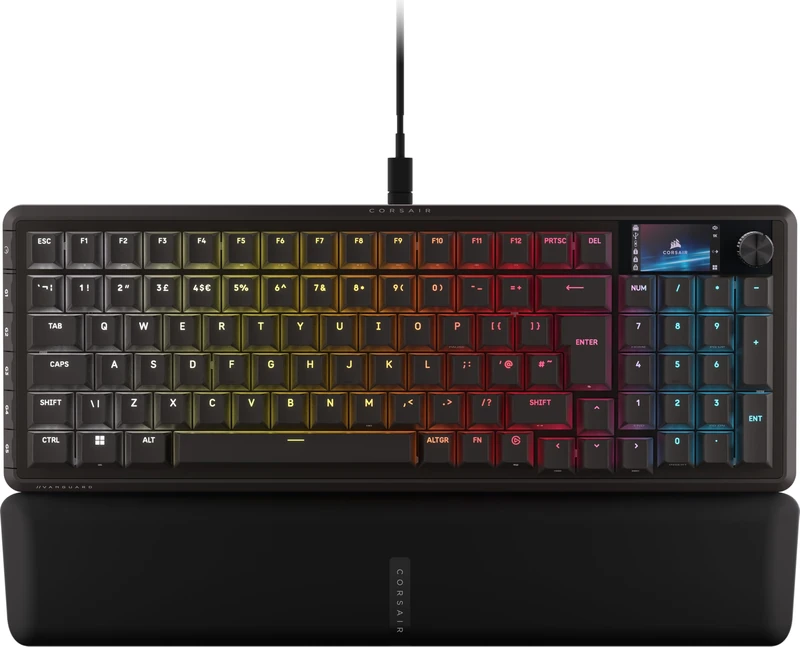 Corsair VANGUARD 96 Wired Mechanical Gaming Keyboard - 96% Layout, MLX Plasma Linear Switches, 8000Hz Polling, LCD Display, Virtual Stream Deck, SOCD Flashtap, QWERTY IT - Black