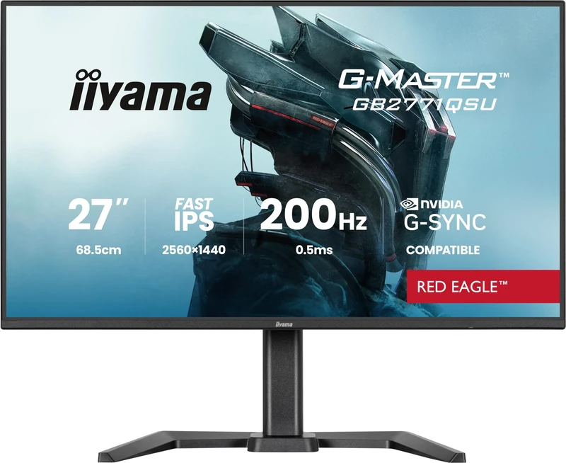 iiyama G-Master GB2771QSU-B1 27 inch Fast-IPS LCD, 200Hz, 0.5ms, Adaptive Sync & G-Sync Compatible, 2560x1440, HDMI/DP/USB Hub H,AS
