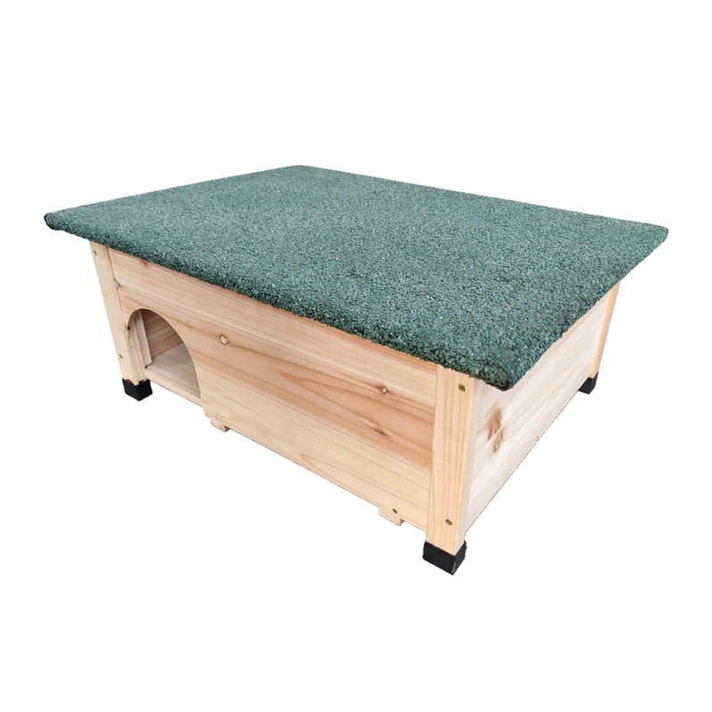 Relaxdays Hedgehog Shelter with Floor, Maze Entrance & Weatherproof Roof, Wood, HxWxD: 25 x 57 x 44 cm, Natural