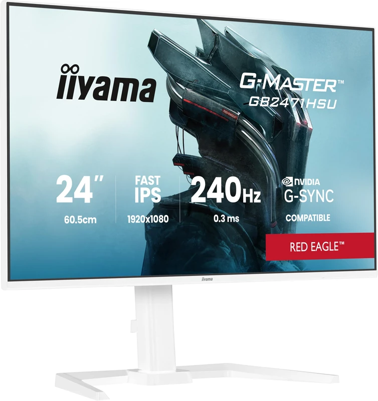 iiyama G-Master GB2471HSU-W1 24 inch Fast-IPS LCD, White Bezel, 240Hz, 0.3ms, Adaptive Sync, Full HD 1920x1080, 2 x HDMI, 1 x DisplayPort, HAS