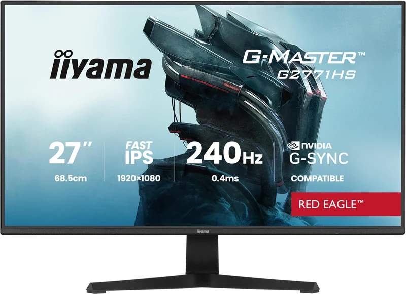 iiyama G-Master Red Eagle G2771HS-B1 27 Inch Fast IPS LED Gaming Monitor Full HD 240Hz HDMI DP 0.4ms G-SYNC Black