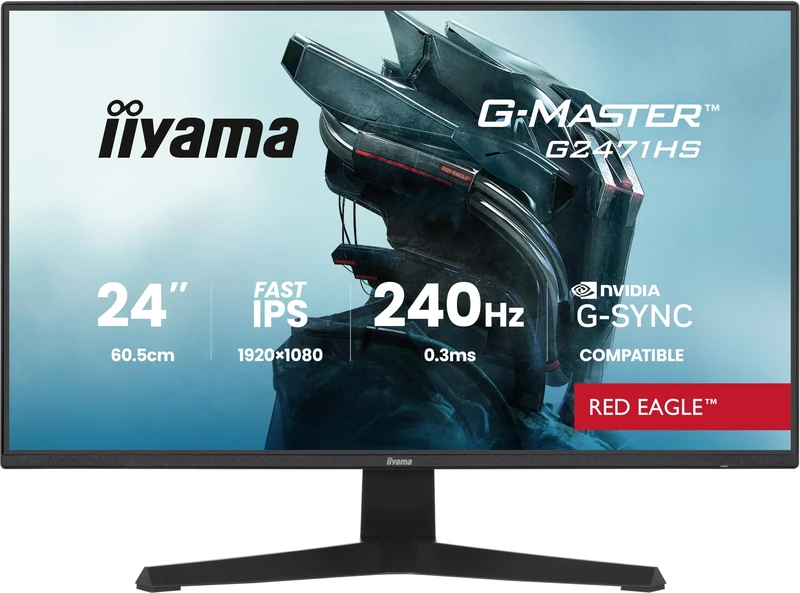 iiyama G-Master Red Eagle G2471HS-B1 Fast IPS LED Gaming Monitor 23.8 Inch Full HD 240Hz HDMI DP 0.3ms G-SYNC Black