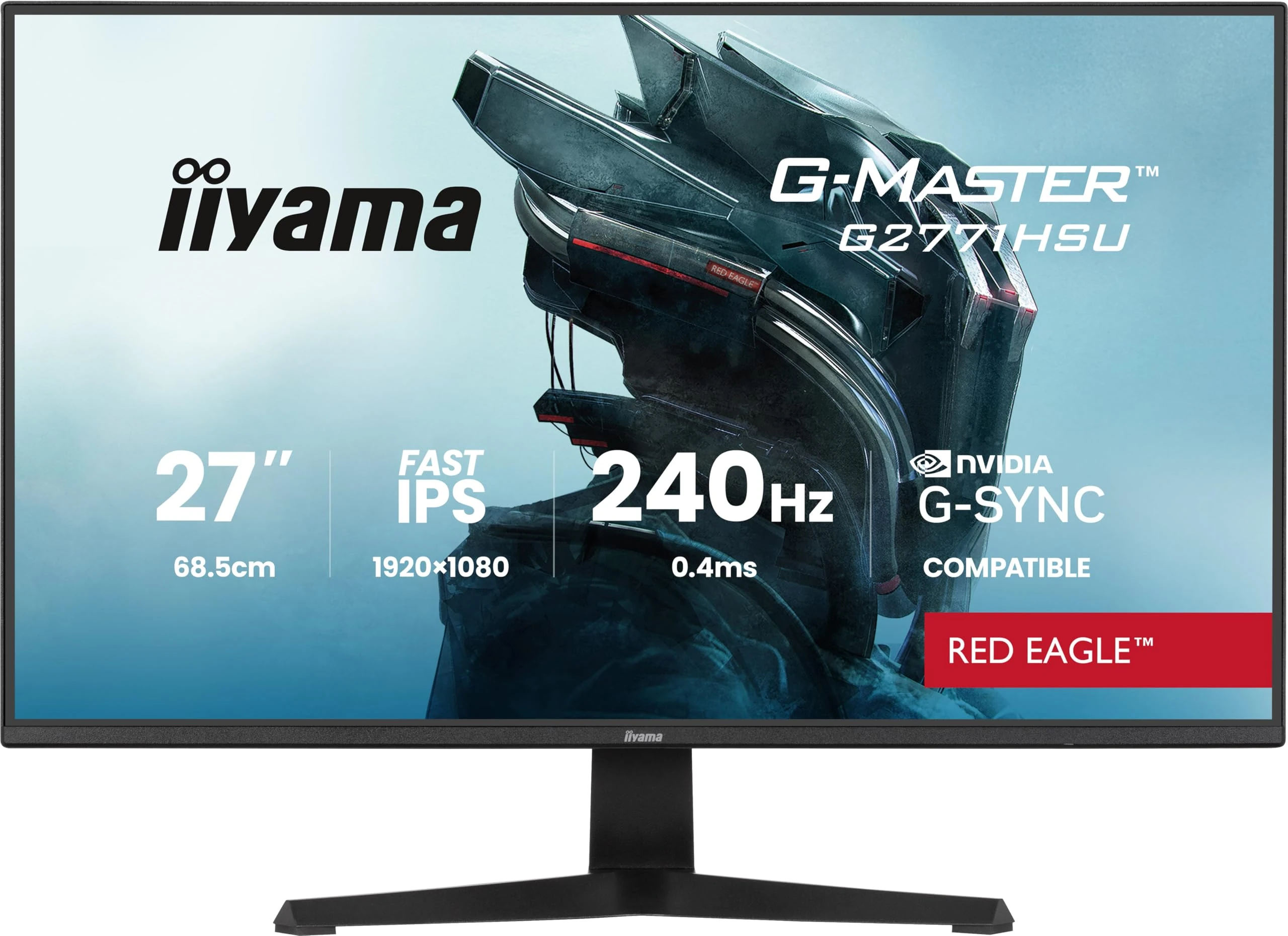 iiyama G-Master G2771HSU-B1 27 inch Fast-IPS LCD, 240Hz, 0.4ms, Adaptive Sync & G-Sync Compatible, Full HD, HDMI/DP/USB Hub