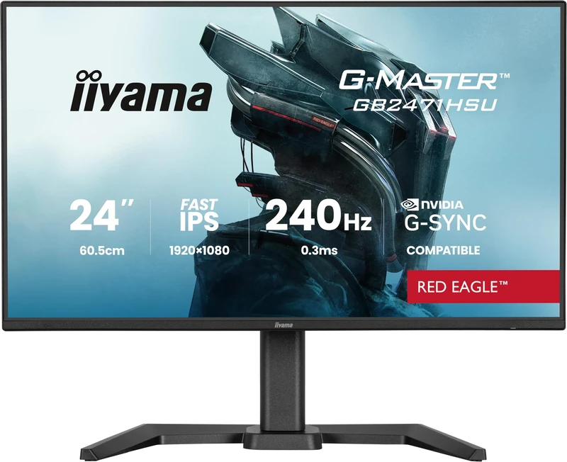 iiyama G-Master GB2471HSU-B1 24 inch Fast-IPS LCD, 240Hz, 0.3ms, Adaptive Sync, Full HD, HDMI/DP/USB Hub, HAS