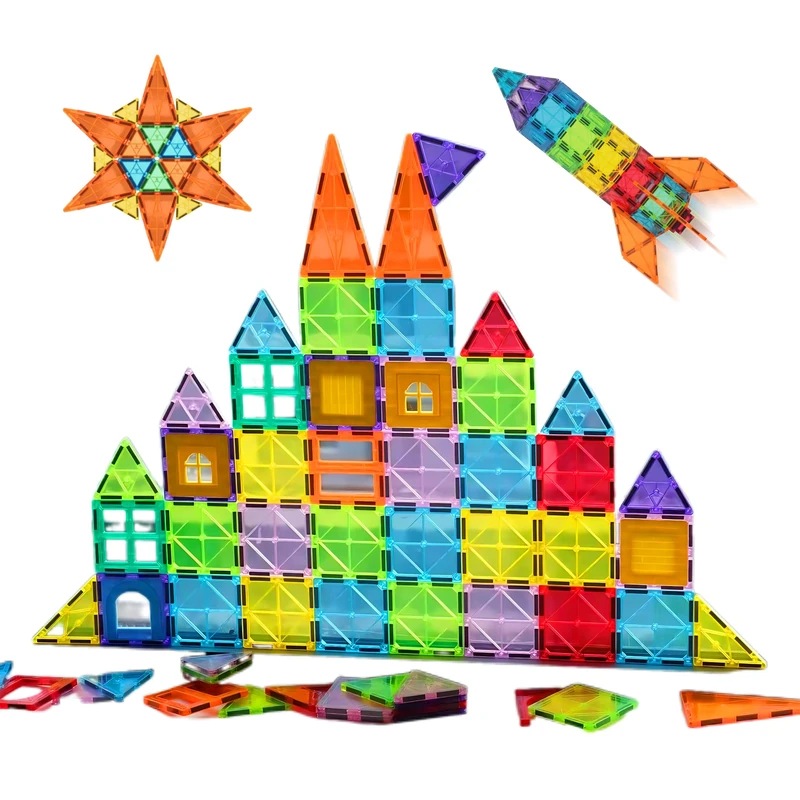 Relaxdays Magnetic Building Blocks, XXL 100-Piece Set, Various Shapes, Magnetic Toy, 4.5 x 30 x 23 cm, Colorful