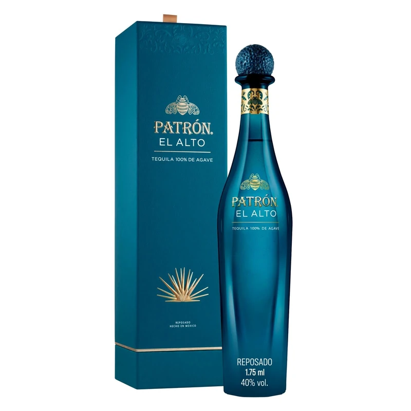 PATRON EL ALTO Luxury Reposado Tequila, 40% vol., 175 cl / 1.75 L, Alcohol Made from 100% Weber Blue Agave and Handcrafted in Small Batches in Jalisco, Mexico