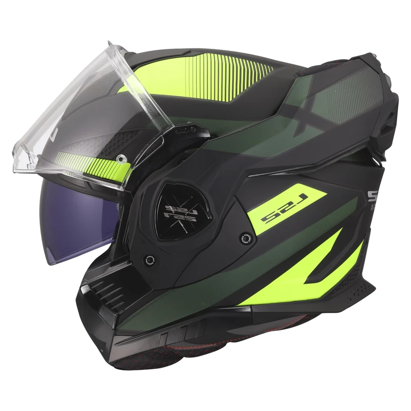 LS2 FF901 Advant X Modular Motorcycle Helmet. 180° Flip Front Dual Visor Full Face Motorbike Helmet. ECE 22.06 Certified - NOVA - Matt Black Yellow - S