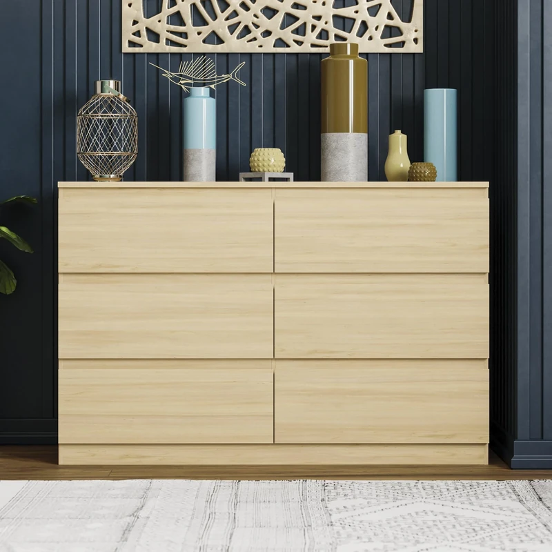 Vida Designs Pine Chest of Drawers – 6 Drawer Modern Wooden Storage Unit for Bedroom or Living Room