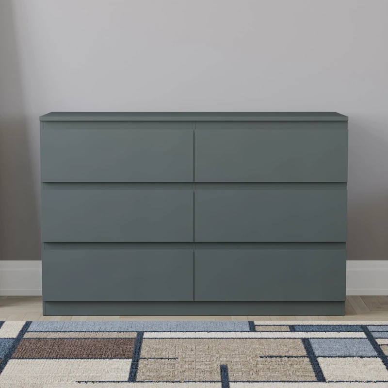 Vida Designs Green Chest of Drawers – 6 Drawer Modern Wooden Storage Unit for Bedroom or Living Room