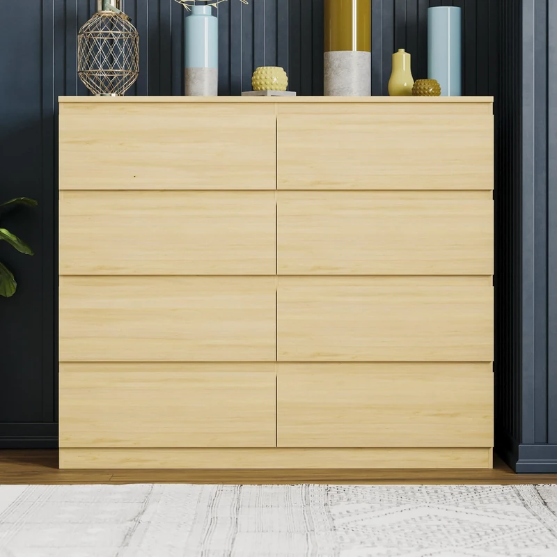 Vida Designs Pine Chest of Drawers – 8 Drawer Modern Wooden Storage Unit for Bedroom or Living Room