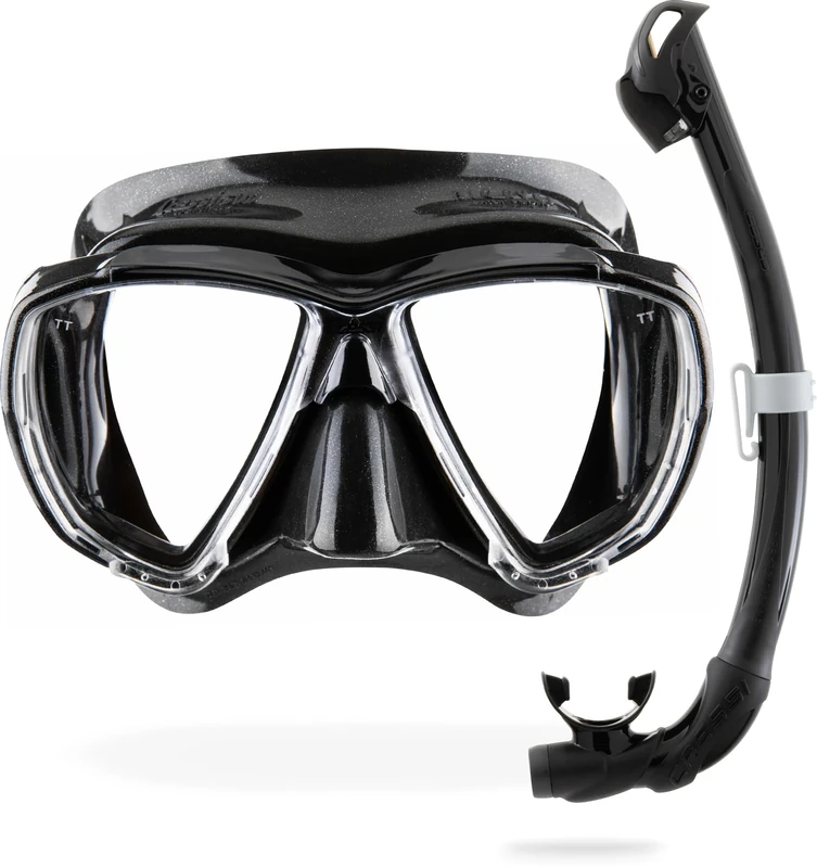 CRESSI Big Eyes + Seal Dry Black/Black - Combo Set for Adults Big Eyes Mask and Innovative Seal Dry Snorkel, Ideal for Diving and Snorkelling, One Size