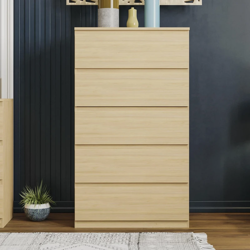 Vida Designs Pine Chest of Drawers – 5 Drawer Modern Wooden Storage Unit for Bedroom or Living Room