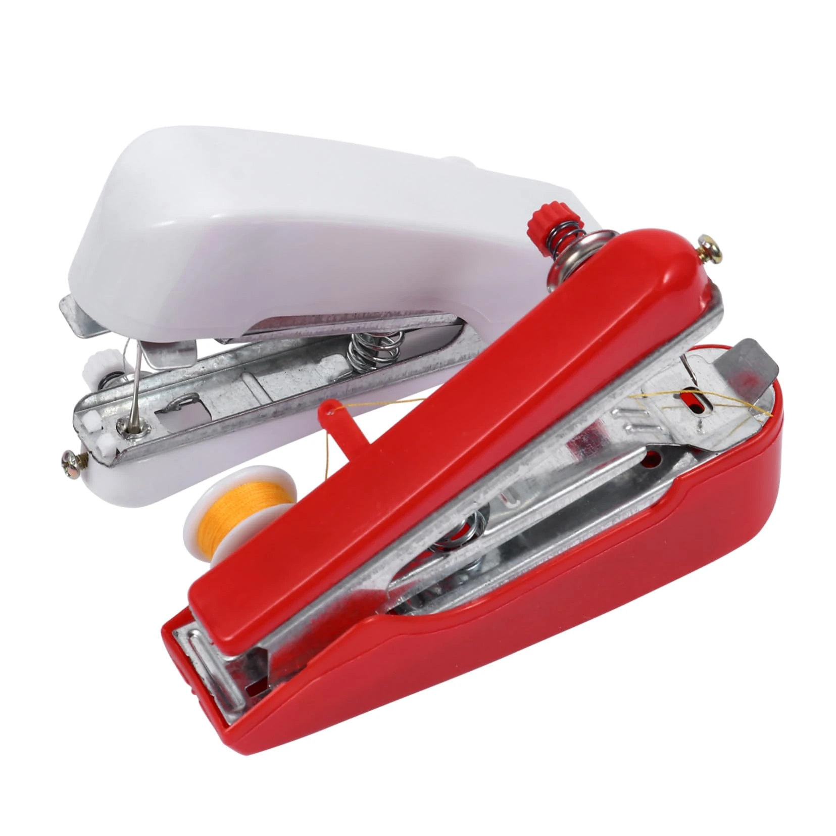 Mobestech 2Pcs Portable Mini Manual Sewing Machine Compact Household Crafting Stitch Tool for Beginners and Professionals Suitable for Clothing Silk Jeans DIY Repairs and Travel Use