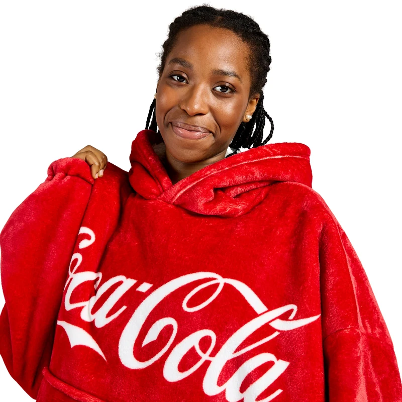 The Gift Scholars Coca-Cola Officially Licensed Oversized Sherpa Fleece Hoodie – Ultra-Soft, Cozy Wearable for Adult Fans of Coke