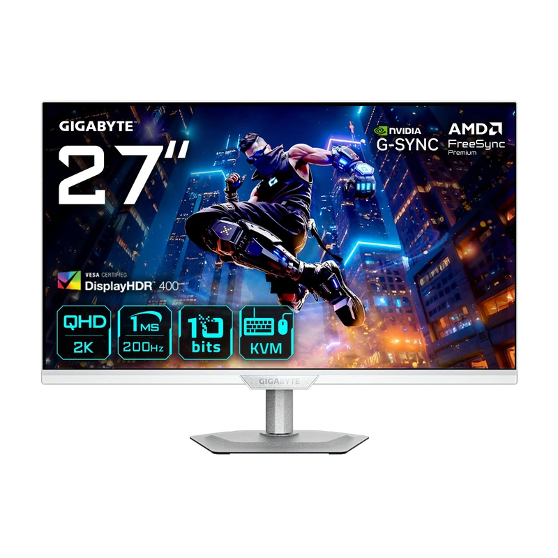 Gigabyte M27Q2 QD ICE 27” QHD Gaming Monitor - 2560 x 1440, 200Hz, 1ms, 350 cd/m², FreeSync Premium, Display HDR400, HDMI 2.0, Displayport 1.4