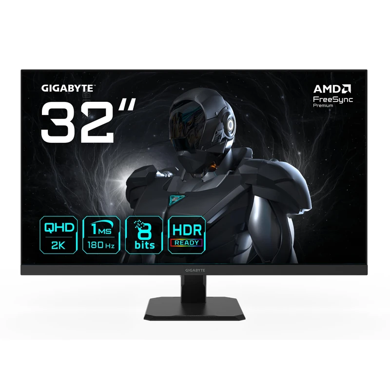 Gigabyte GS32QA 32” QHD Gaming Monitor - 2560 x 1440, 180Hz, 1ms, 300 cd/m², FreeSync Premium, HDR Ready, HDMI 2.0, Displayport 1.4