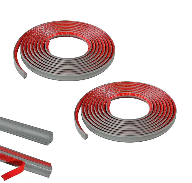 5M*2 Rolls Foam Molding Trim Self-Adhesive,Caulk Strip,Edging Trim for Floor,Tile,Laminate Beading, Skirting Board,Gap Cover 1cm for Wall Corner Ceilings Countertop Edge(Grey,21 * 11mm)