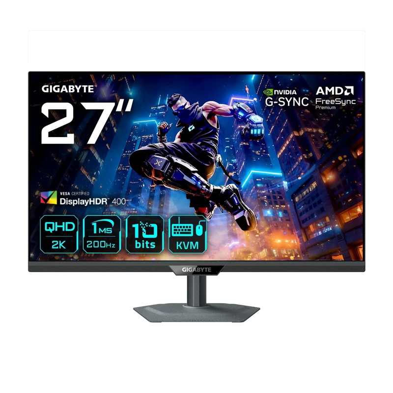 Gigabyte M27Q2 QD 27” QHD Gaming Monitor - 2560 x 1440, 200Hz, 1ms, 350 cd/m², FreeSync Premium, Display HDR400, HDMI 2.0, Displayport 1.4