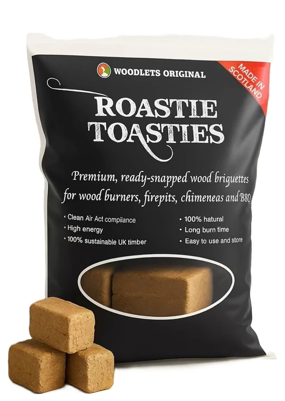 Roastie-Toastie Fire Heat Logs - Ultra Dry Compressed Fire Logs for Wood Burners, Open Fires, Multi-Fuel Stoves. Planet-Friendly Wood Briquettes. Made in Scotland. 20Kg