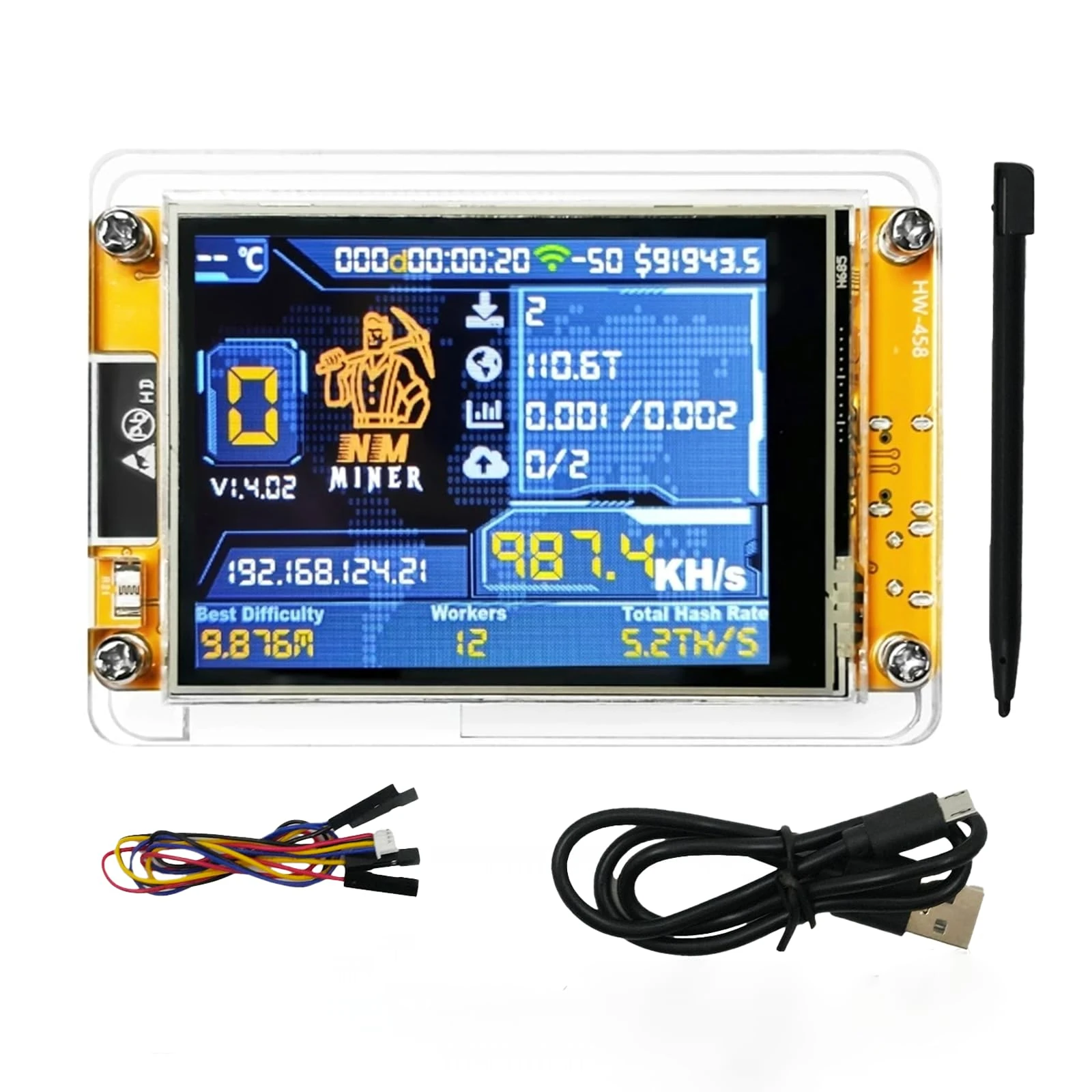 NerdMiners NMMiner Upgraded 1060 KH/S Harshrate, 2.8 Inch Smart Display,Solo Lottery Miner,USB NMMiners for home