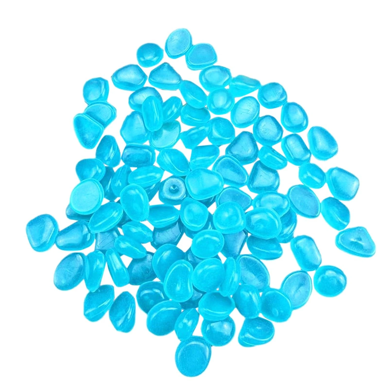 200 PCS blue Glowing in The Dark Pebbles Mini Fish Tank Gravel Stones Luminous Decorative Stones Powered by Light or Solar Garden pebbles for plant pots Outdoor Lawn Yard Walkway DIY