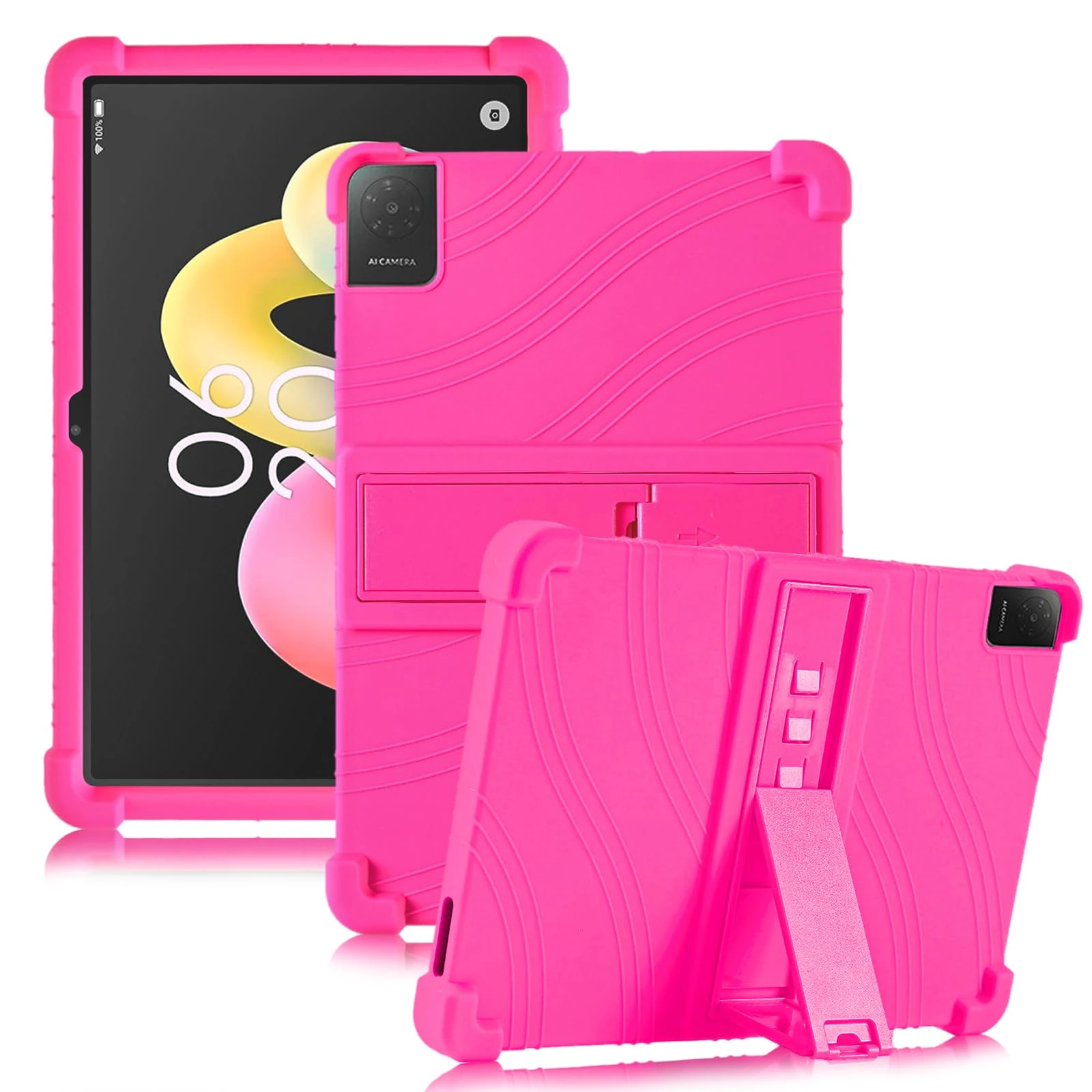ATOOZ for TCL Tab 10L Gen 4 Case 10.1 Inch 2025,Shockproof Soft Silicone Kids Case for TCL Tab 10L Gen 4 Tablet (8483A) with Stand (Rose Red)