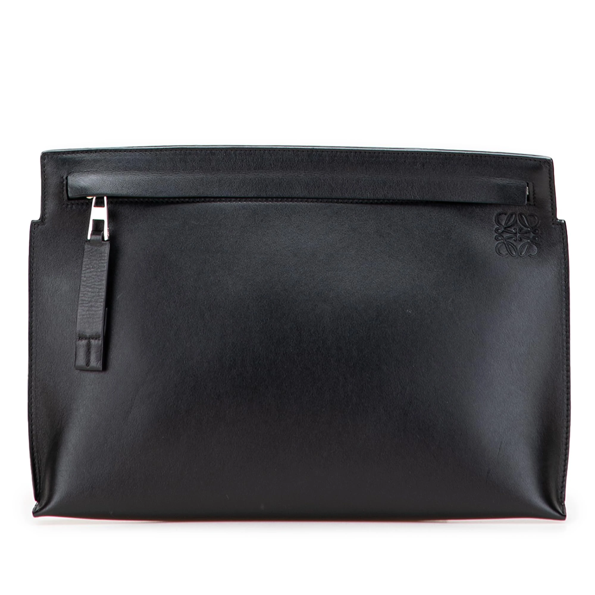 LOEWE Pre-Loved Leather Anagram T Clutch