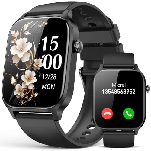 Smart Watch for Men Women- Answer/Make Call, 2025 IP68 Waterproof Fitness Tracker Watch with Sleep Step Counter Activity Smartwatch for Samsung Andriod iPhone iOS (Black, 1.85)