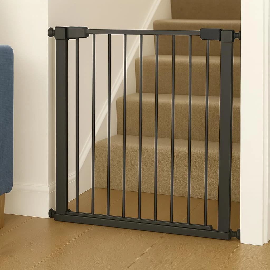 For Your Little One Pressure Fit Safety Stair Gate – No Screws Needed | One-Hand Opening | Secure Baby & Pet Gate for Stairs, Doorways & Hallways (Grey, 75-86 cm Door Width)
