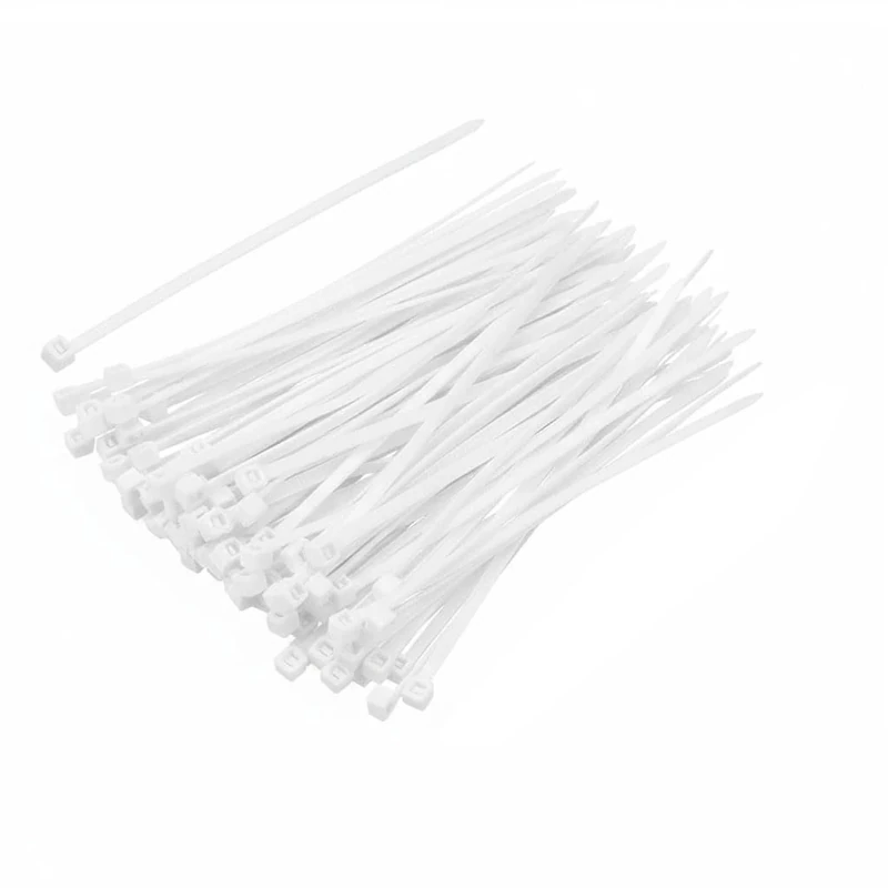 Amyu 100 Pack Cable Ties White, 4" Zip Ties, 18lbs Tie Straps Self Locking Tie Wraps UV-Ristant, 100mm x 2.5mm Small Nylon Plastics Ties for Garden, Home, Office, Workshop, Indoor and Outdoor