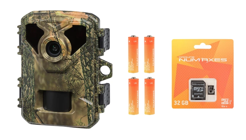 Num'Axes Complete Set PIE1075 Wildlife Camera + Batteries (x4) + SD Card 32 GB