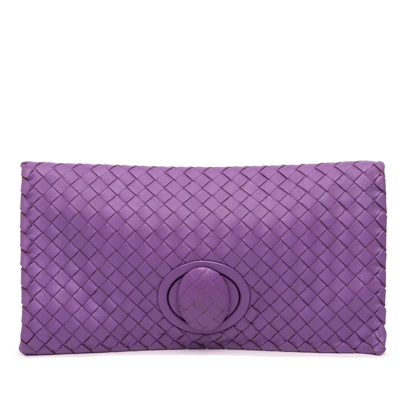 Bottega Veneta Pre-Loved Nappa Intrecciato Turn Lock Clutch Bag