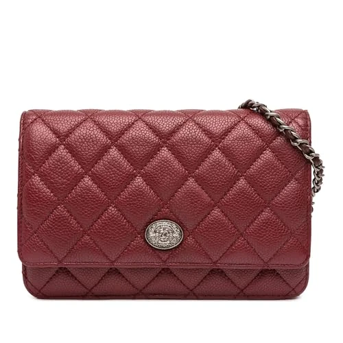 Chanel Pre-Loved CC Quilted Caviar Wallet On Chain Handbag Crossbody Bag