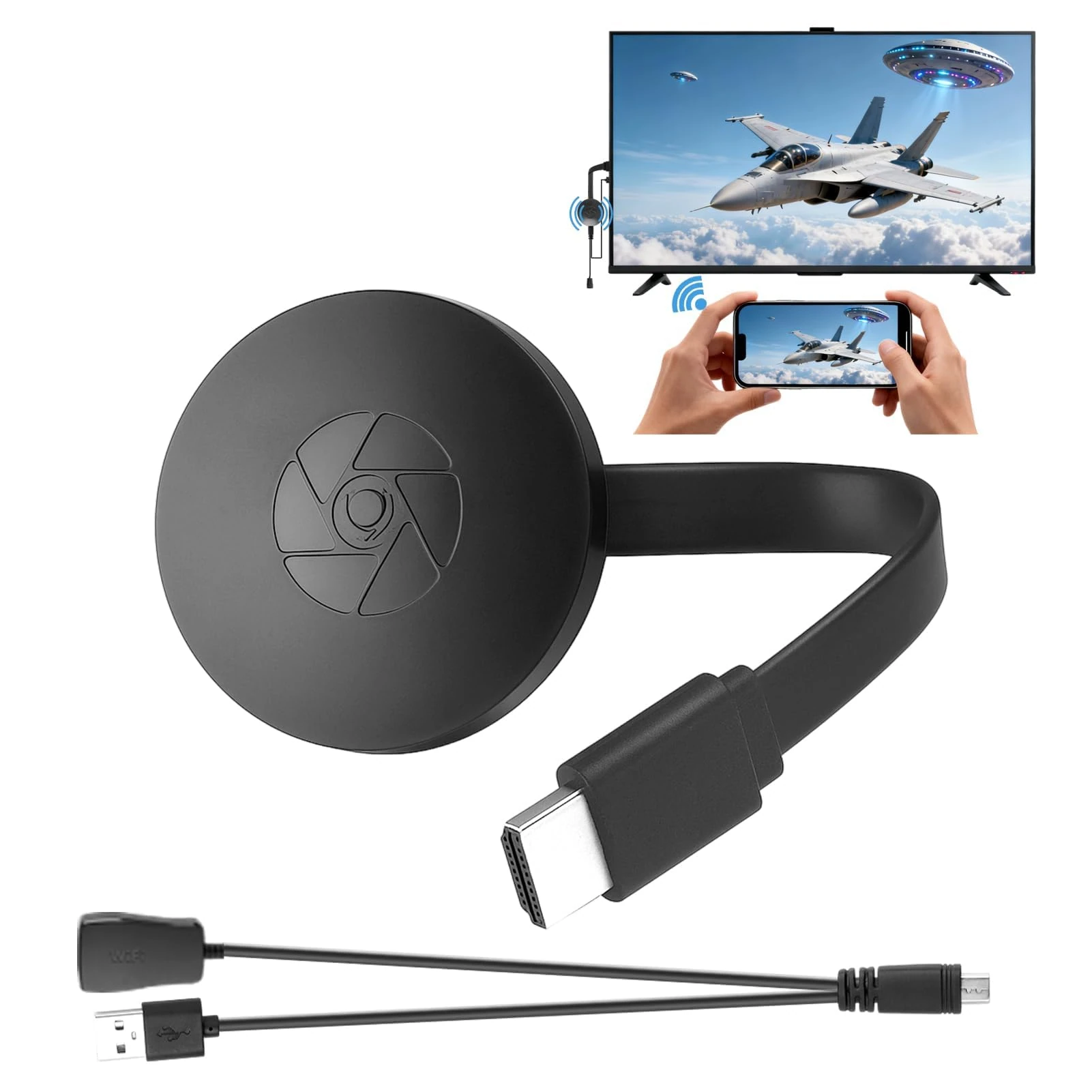 Wireless HDMI Display Adapter Supports 1080P 4K HDR Screen Mirroring Display Adapter 2.4/5GHz Wifi HDMI Adapter Supports Mira-cast/DLNA/Air-play for Phone/Tablet/Laptop/to HDTV/Monitor/Projector