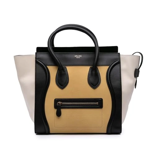 Celine Pre-Loved Mini Tricolor Leather Luggage Tote