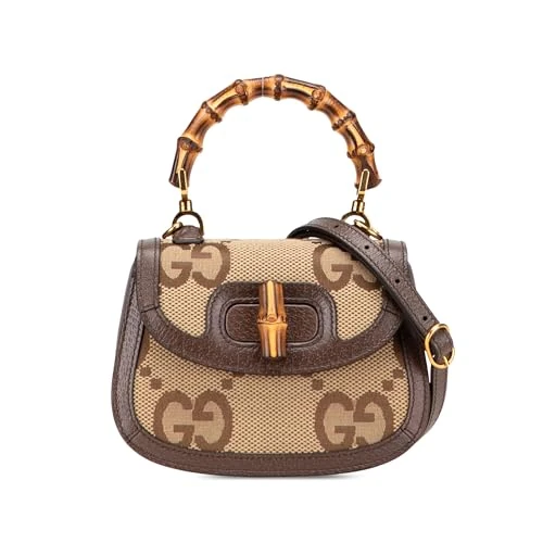 Gucci Pre-Loved Mini Jumbo GG Canvas 1947 Bamboo Top Handle Bag