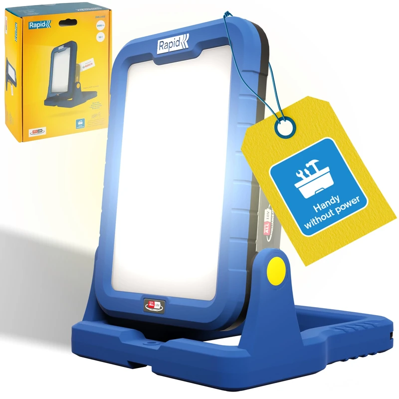 Rapid Work Light BWL2400 18V – Cordless Battery LED Work Light with 2400 Lumens, 180° Tiltable Head, Tripod Mount, Hook, Handle, and Battery-Powered Operation (Battery not Included) (5001753)