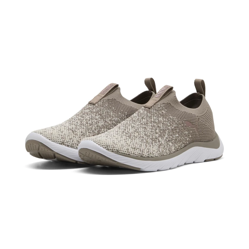 PUMA Women's Softride Remi Slip-on Knit Running Shoes, Mouse Gray-Warm White-Rose Gold, 9.5 UK