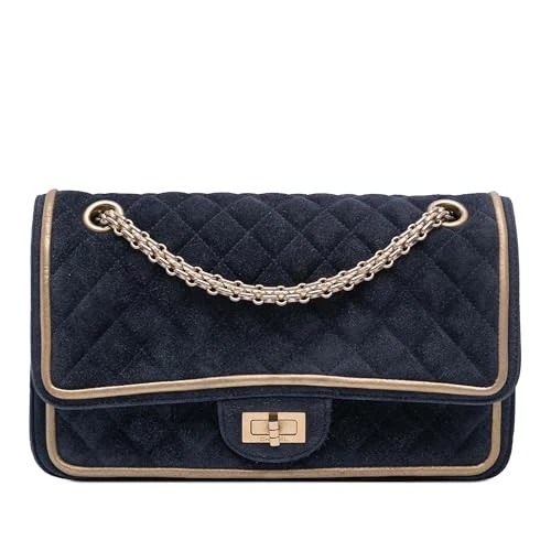 Chanel Pre-Loved Reissue 2.55 Quilted Suede Double Flap 225 Shoulder Bag