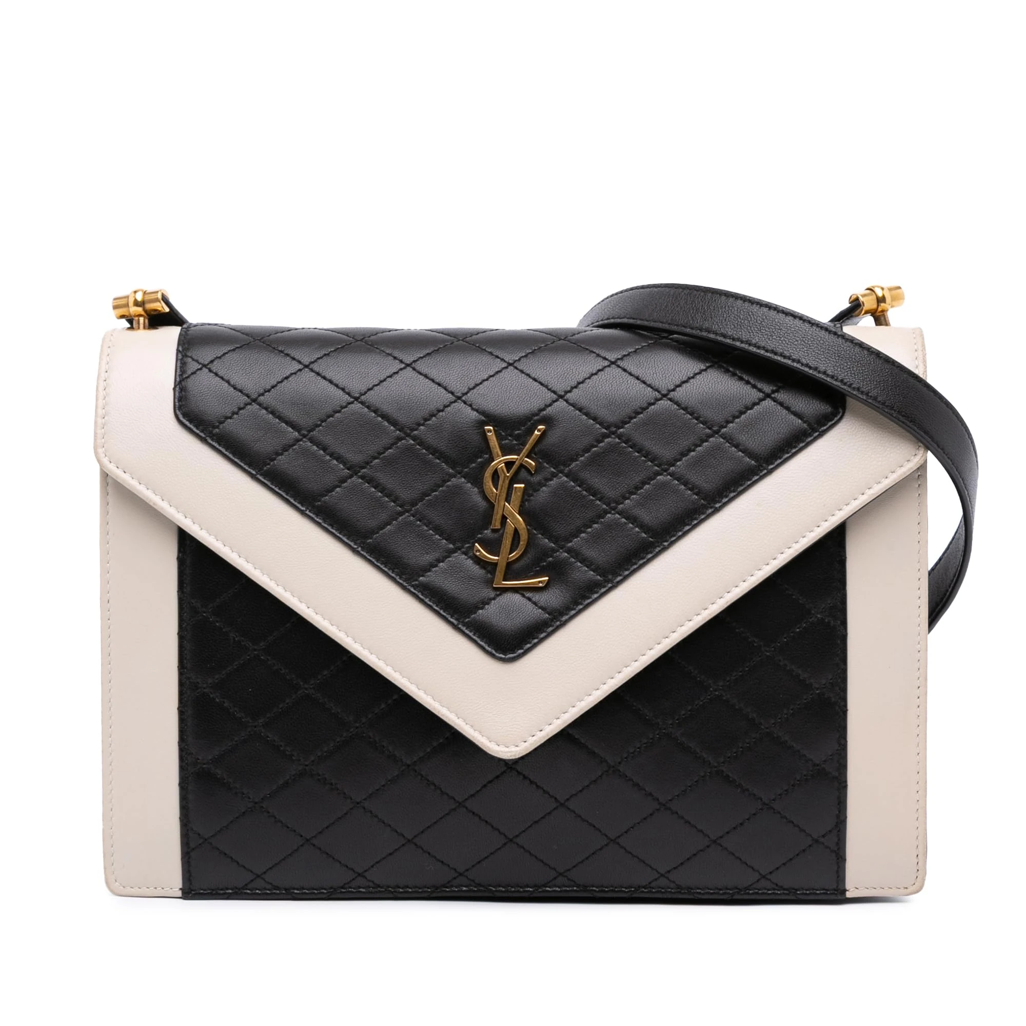 Saint Laurent Pre-Loved Bicolor Quilted Lambskin Gaby Crossbody