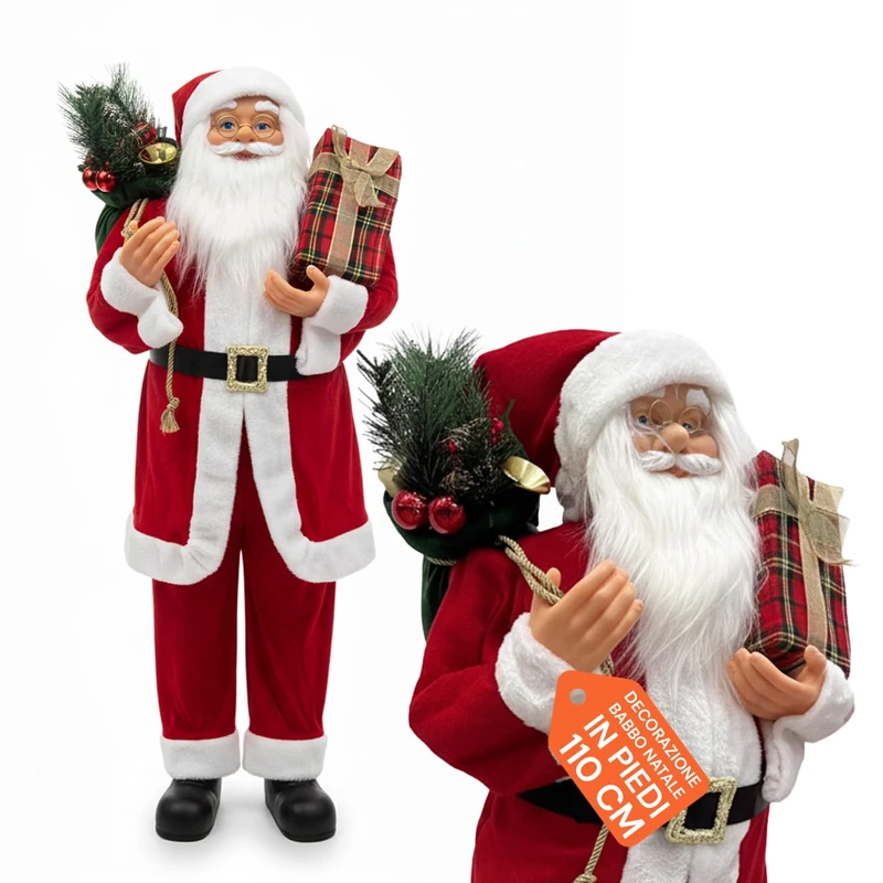 Avilia - Standing Santa Christmas Decorations 60/110/120 cm with Traditional Red Dress and Realistic Details, Ready to Use for Home Decoration and Create Festive Magic (110cm) - Image 1