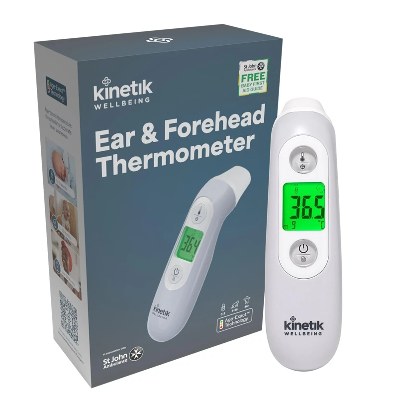 Kinetik Wellbeing Inner Ear & Forehead Thermometer, Age-Exact Fever Alert