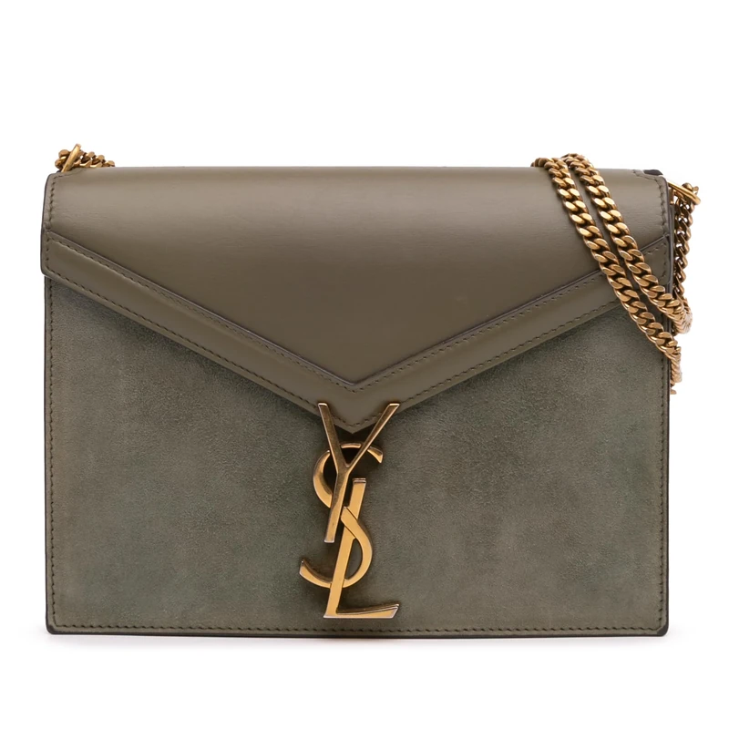 Saint Laurent Pre-Loved Suede and Calfskin Monogram Cassandra Clasp Bag
