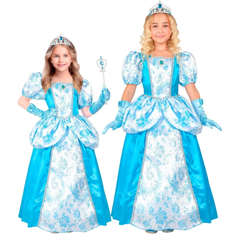 W WIDMANN MILANO Party Fashion 27636 Prinzessin Kleid Princess Dress, Turquoise/Light Blue, 128