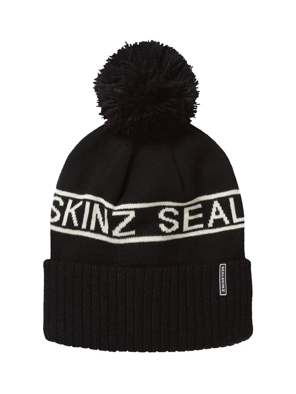 SEALSKINZ Heacham Waterproof Cold Weather Icon Bobble Hat Black