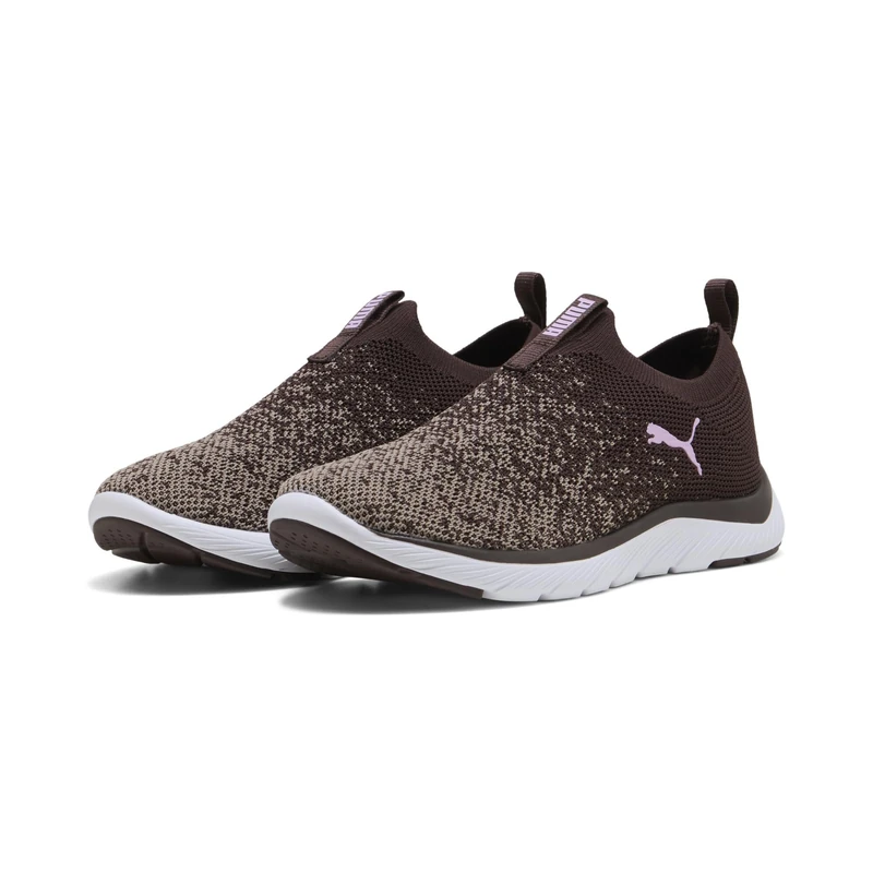PUMA Women's Softride Remi Slip-on Knit Running Shoes, Chocolate Fondue-Mouse Gray-Mauve Glow, 4 UK