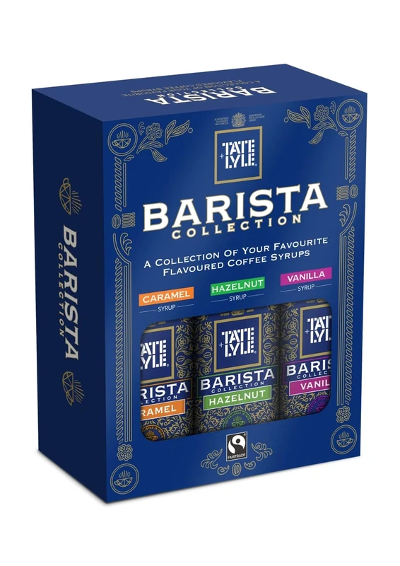 Tate & Lyle - Barista Syrup Gift Set - 3 x 250ml - Caramel, Vanilla & Hazelnut Flavoured Syrups - Fairtrade, Vegan, Kosher and Vegetarian Friendly - For Cold Drinks and Hot Drinks