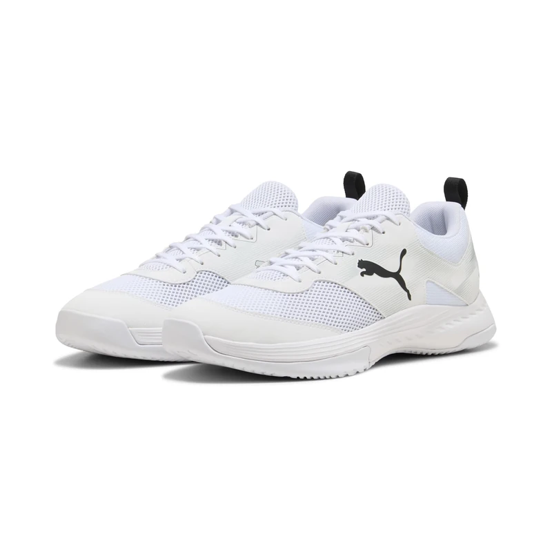 PUMA Unisex Varion 3 Indoor Sports Shoes, Puma White-Puma Aged Silver, 3 UK