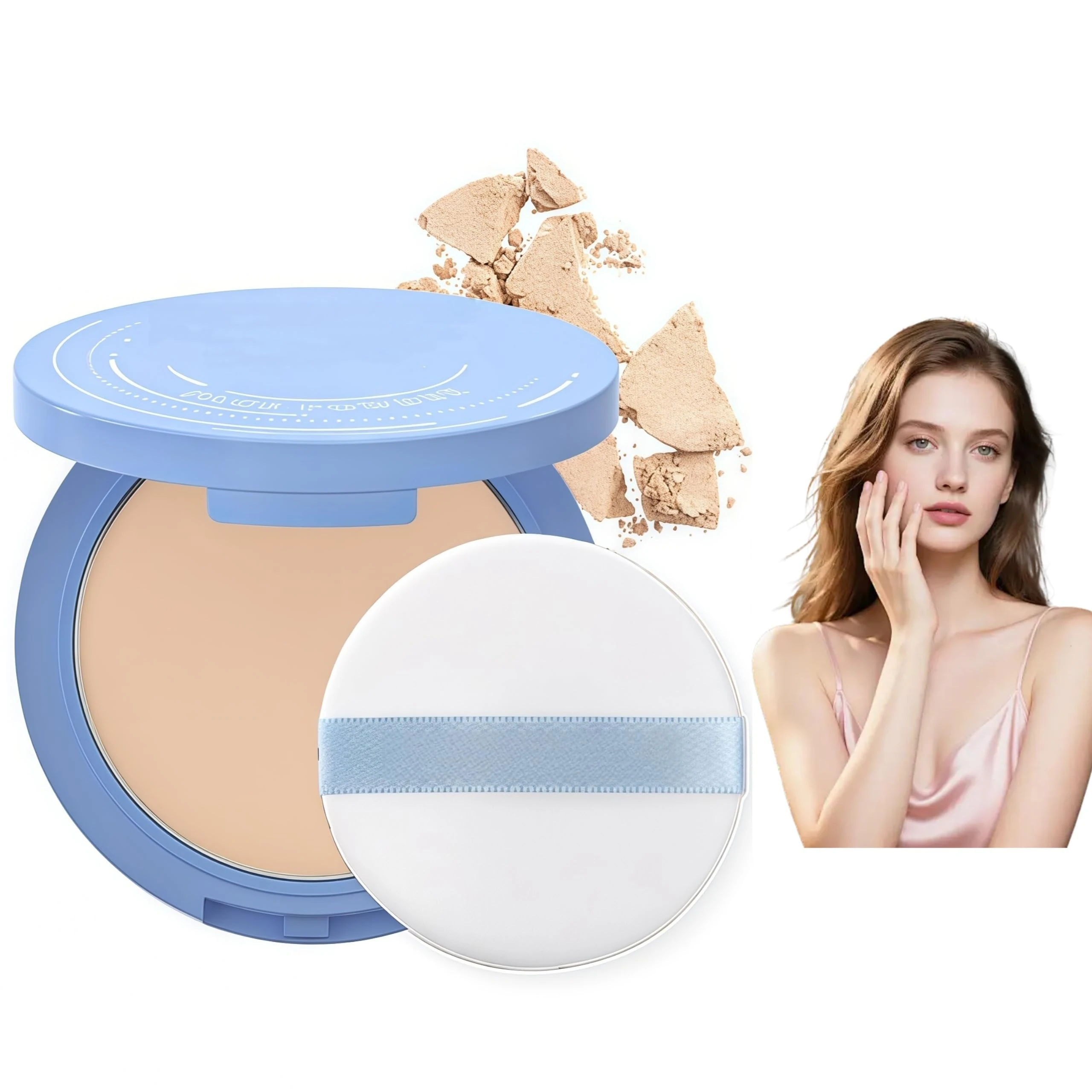 Oil Control Pressed Powder,Translucent Matte Setting Powder for Mature Skin | Flawless Waterproof Face Pow/der,Pore-Blurring Lightweight Makeup with Mirror in Natural Beige Shade | Pow/der Compact